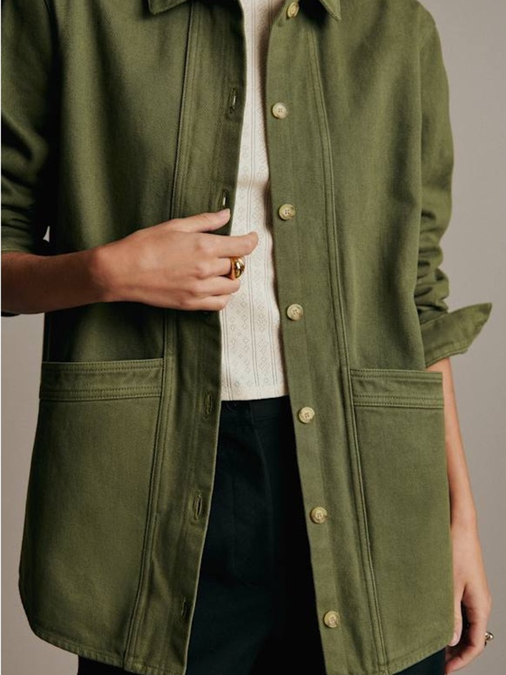 Sezane Olive Green Will Utility Jacket Chore Coat